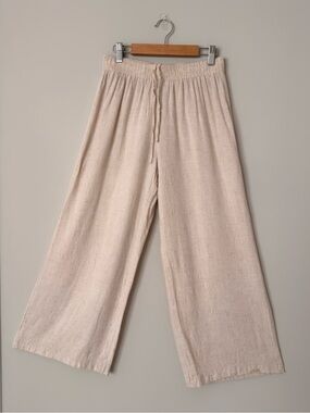 Princess Polly Cream Elastic-Waist Textured Pants